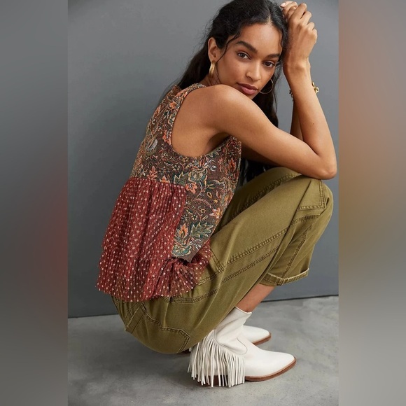 Eva Franco Anthropologie Jacquard Sleeveless Top XL - Picture 2 of 11